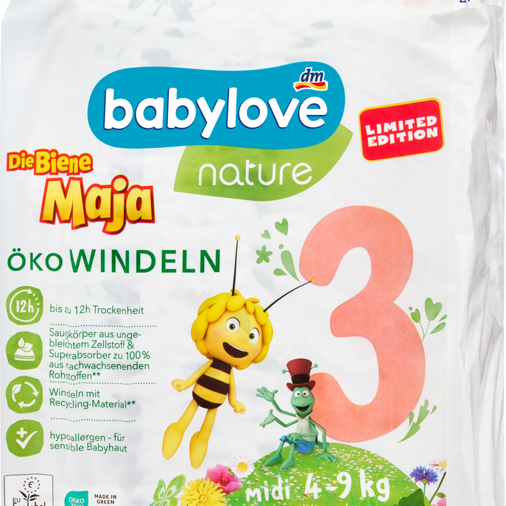 بيبي لوف حفاضات الطبيعة مايا ذا بي مقاس 3 ميدي (4-9 كجم)، 36 قطعة