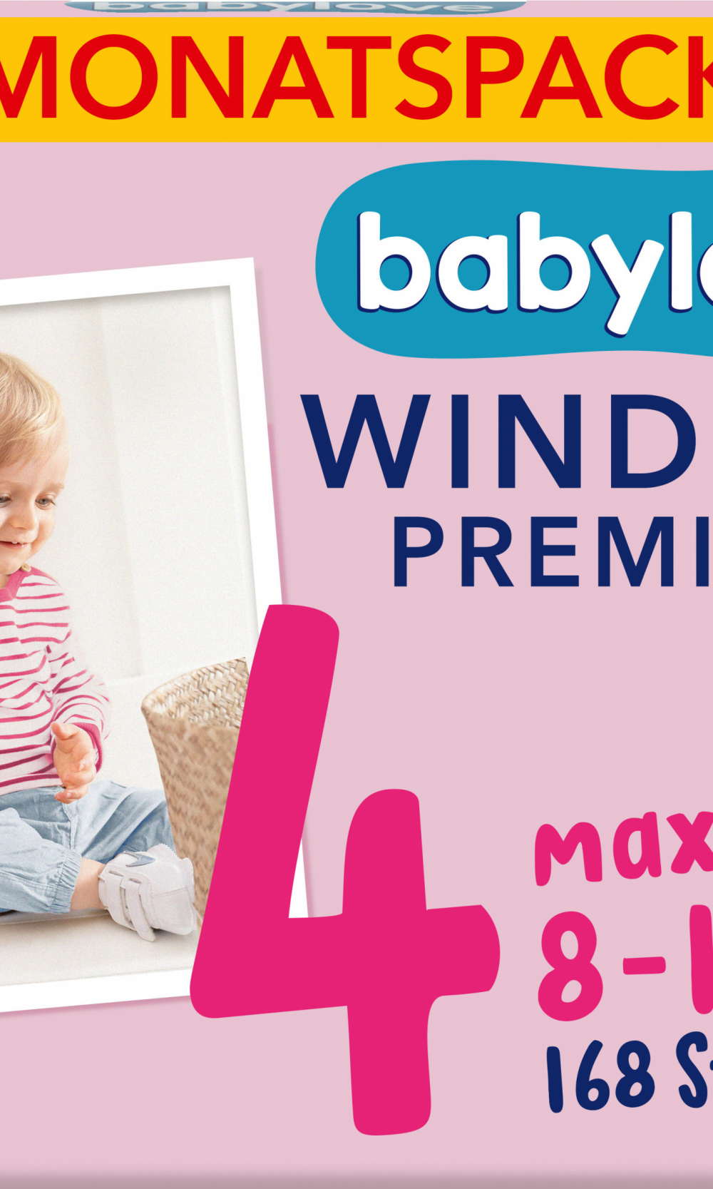 بيبي لوف حفاضات بريميوم مقاس 4 ماكسي (8-14 كجم)، 168 قطعة