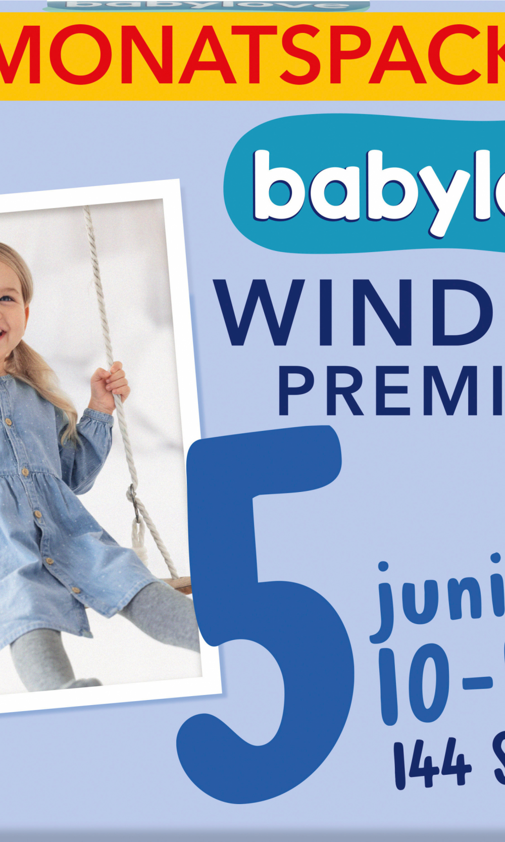 بيبي لوف حفاضات بريميوم مقاس 5 جونيور (10-16 كجم)، عبوة شهرية، 144 قطعة