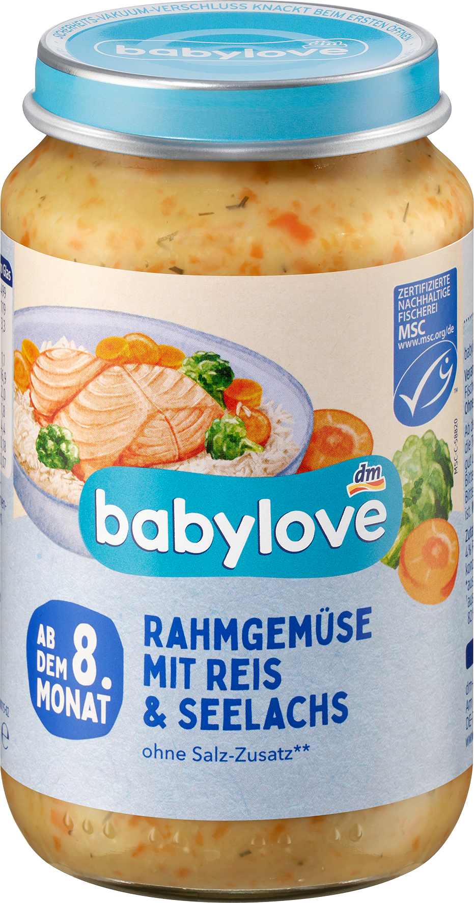 Babalove خضروات بالكريمة مع الأرز وبولوك من الشهر الثامن ، 220 جرام طعام تكميلي