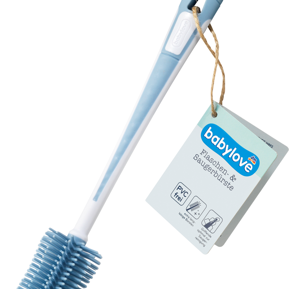 بيبي لوف زجاجة وفرشاة حلمة أزرق-رمادي، 1 قطعة