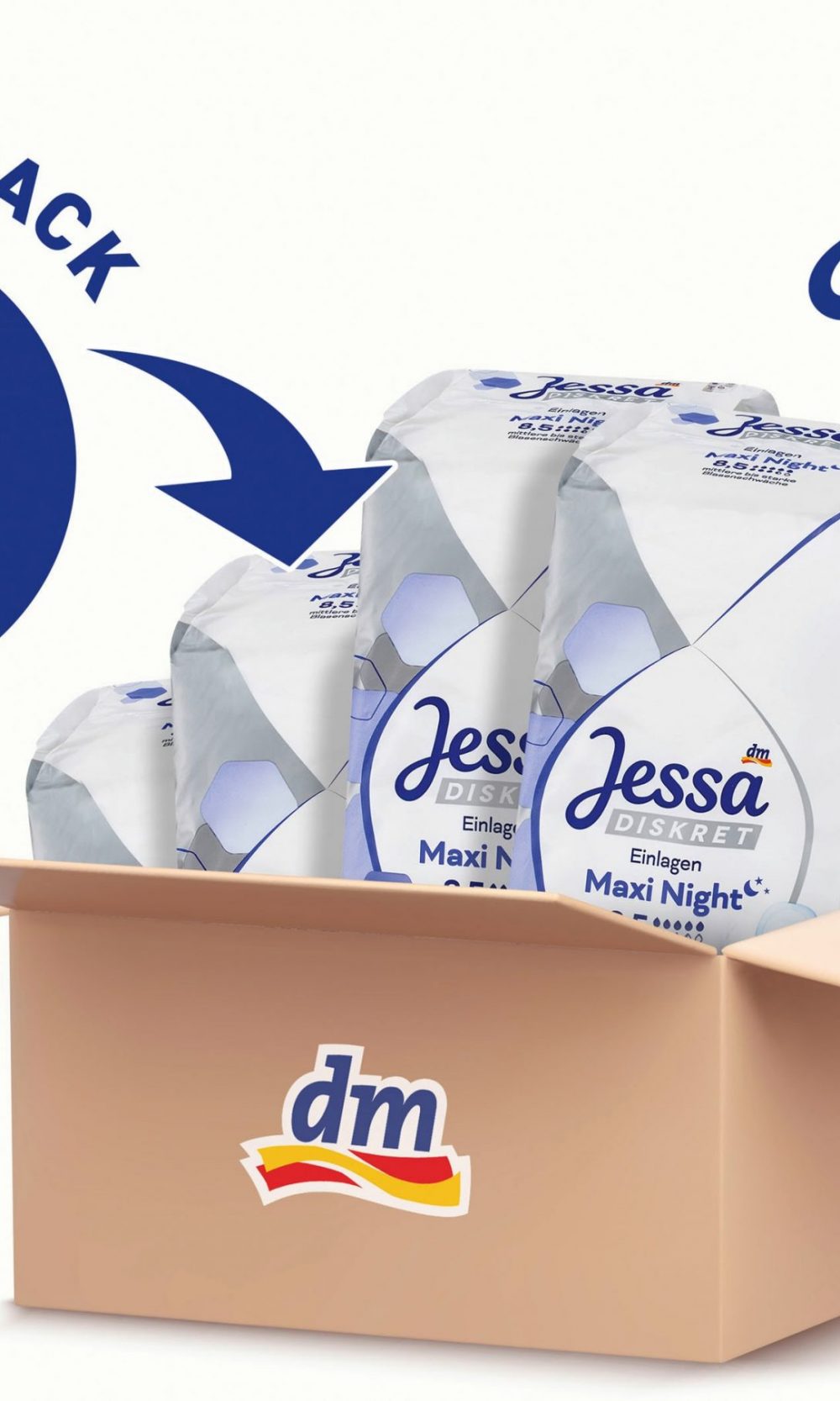 Jessa DISCREETنعل سلس البول ماكسي ليلة القيمة (12x8 قطعة)، 96 قطعةجهاز طبي