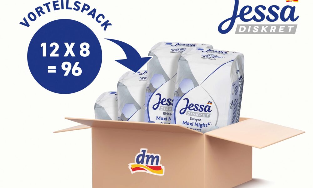 Jessa DISCREETعبوة نعل سلس البول ماكسي الليلية القيمة (12 × 8 قطعة) ، 96 قطعة جهاز طبي