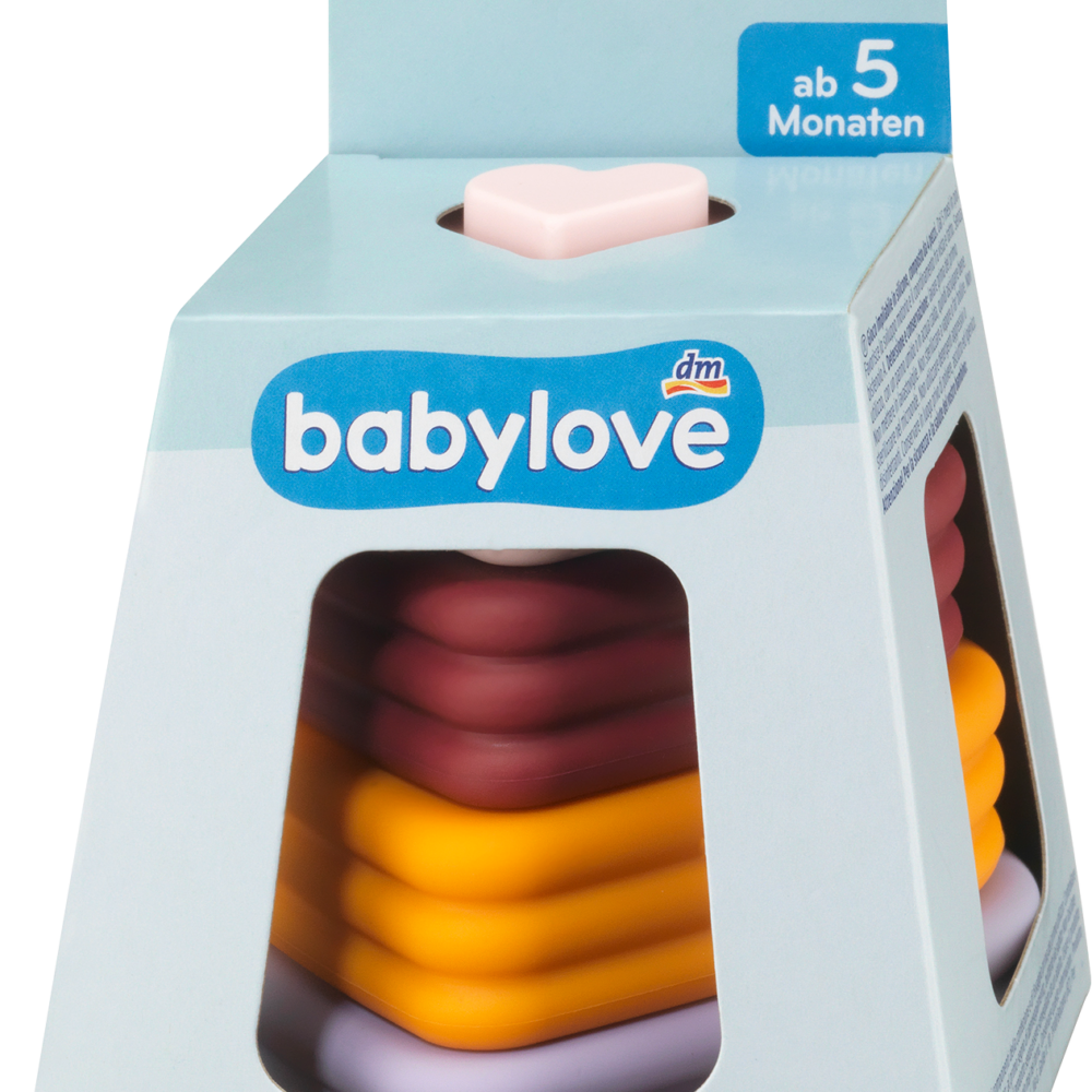 بيبي لوف لعبة التراص من السيليكون ، قلوب من 4 قطع ، 1 قطعة