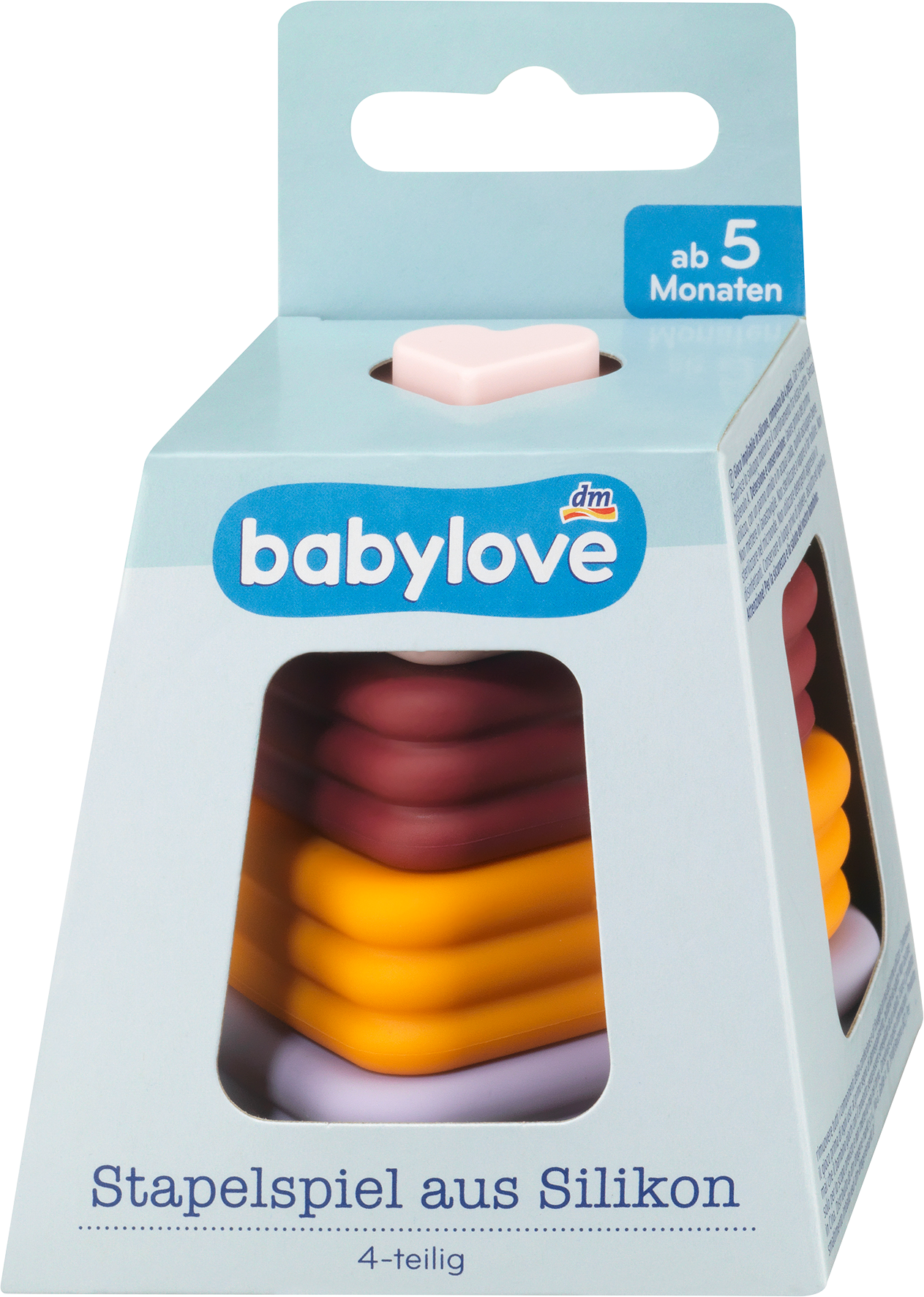 بيبي لوف لعبة التراص من السيليكون ، قلوب من 4 قطع ، 1 قطعة