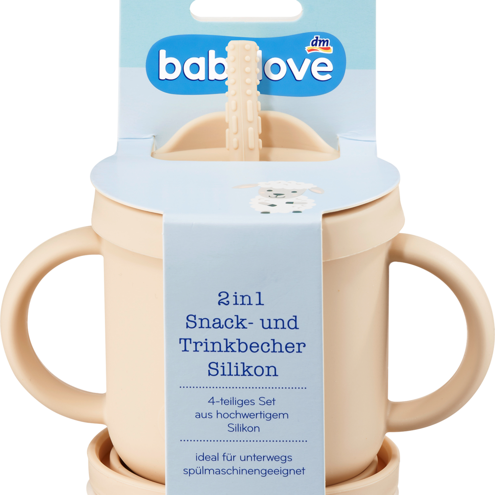 بيبي لوف كوب سناك وشرب 2 في 1 سيليكون، بيج، 1 قطعة