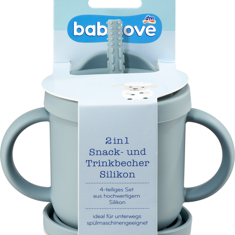 بيبي لوف كوب للوجبات الخفيفة والشرب 2 في 1 سيليكون أزرق، 1 قطعة