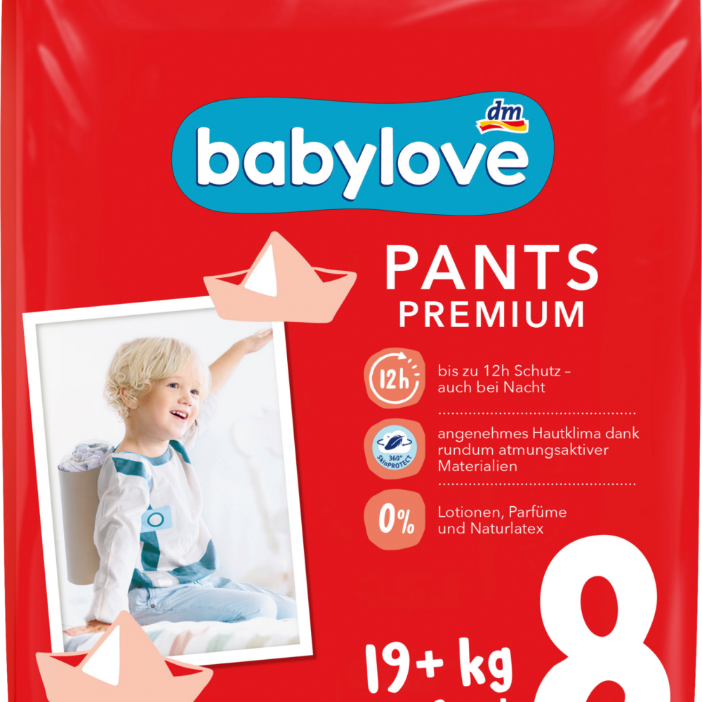 بيبي لوف بنطلون أطفال مقاس بريميوم 8 (19+ كجم)، 16 قطعة