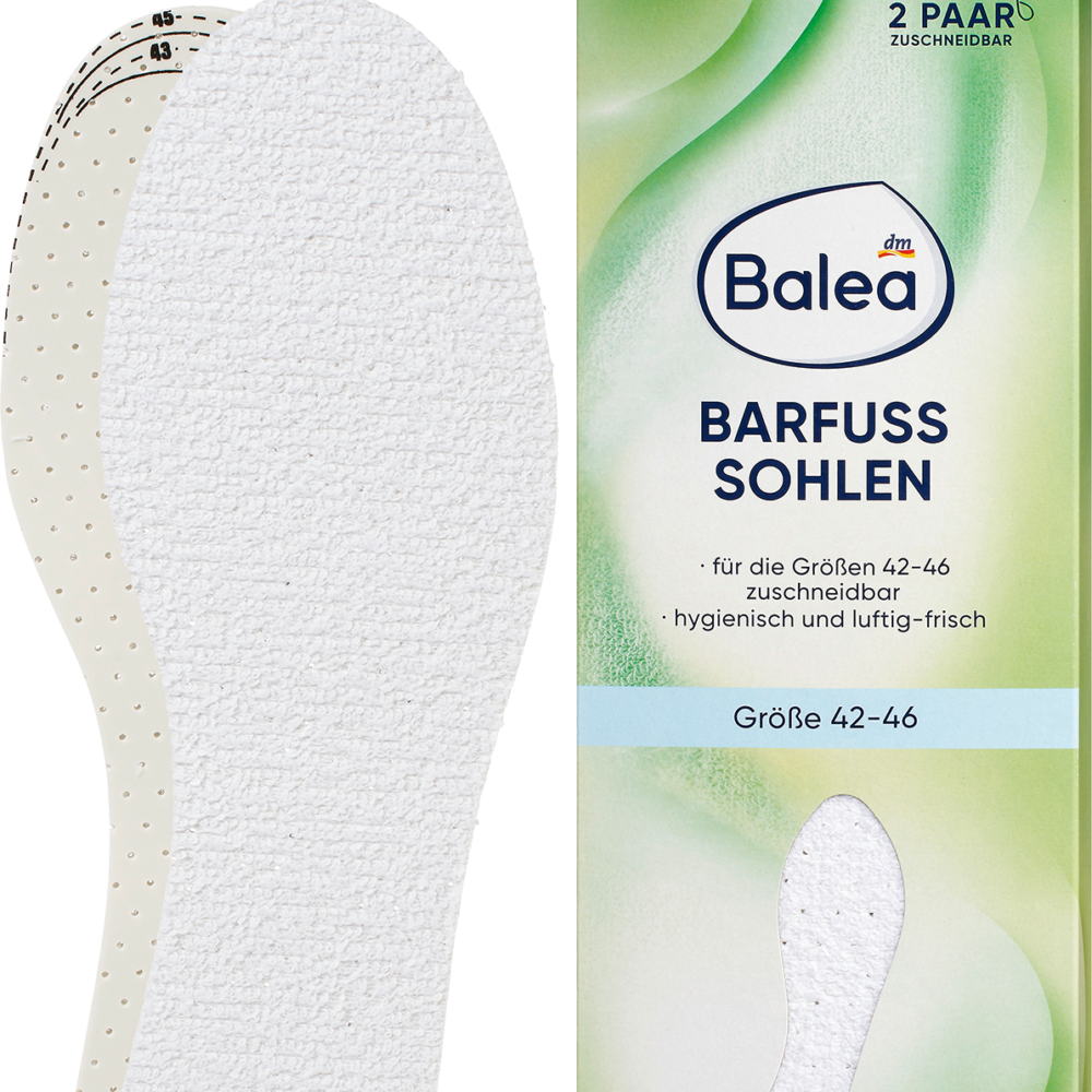 نعال باليا حافي القدمين أبيض، مقاس 42-46 (2 زوج)، 4 قطع