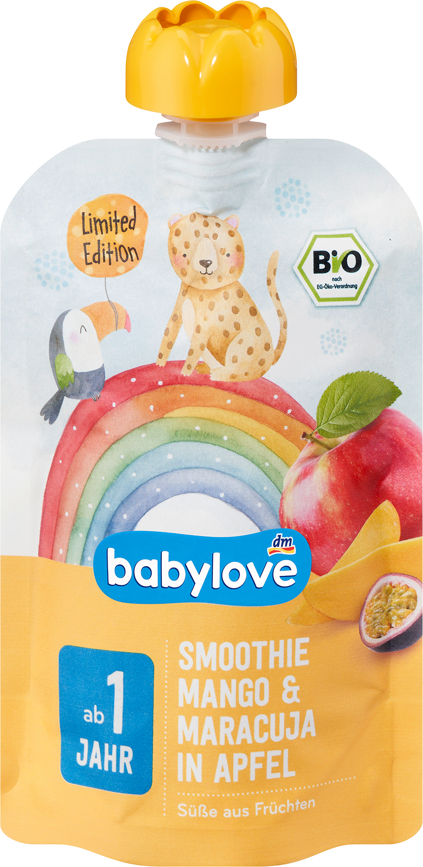 بيبي لوف سموثي ضغط التفاح، مانجو، فاكهة العاطفة، من 1 سنة، 100 جرام طعام تكميلي