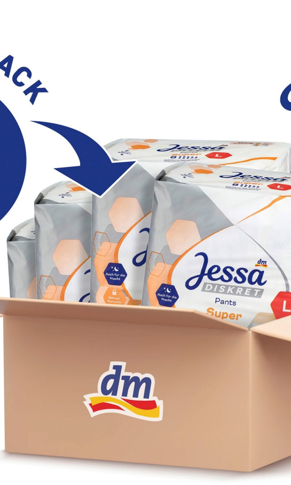 Jessa DISCREETحزمة سلس البول سوبر الحجم L (4x12 قطعة) ، 48 قطعة جهاز طبي