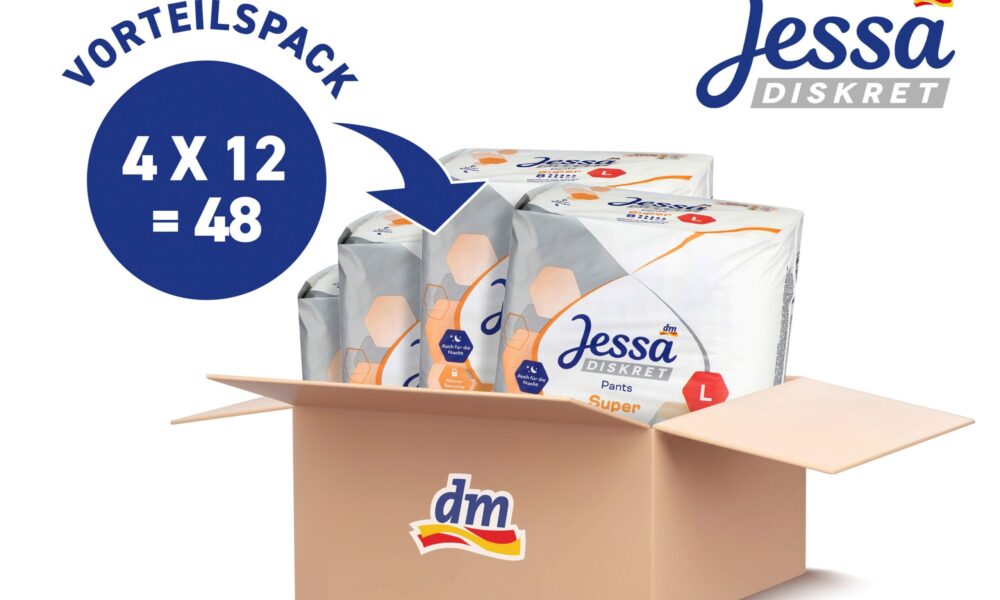 Jessa DISKRETPants سلس البول سوبر حجم L حزمة القيمة (4x12 قطعة) ، 48 قطعة جهاز طبي
