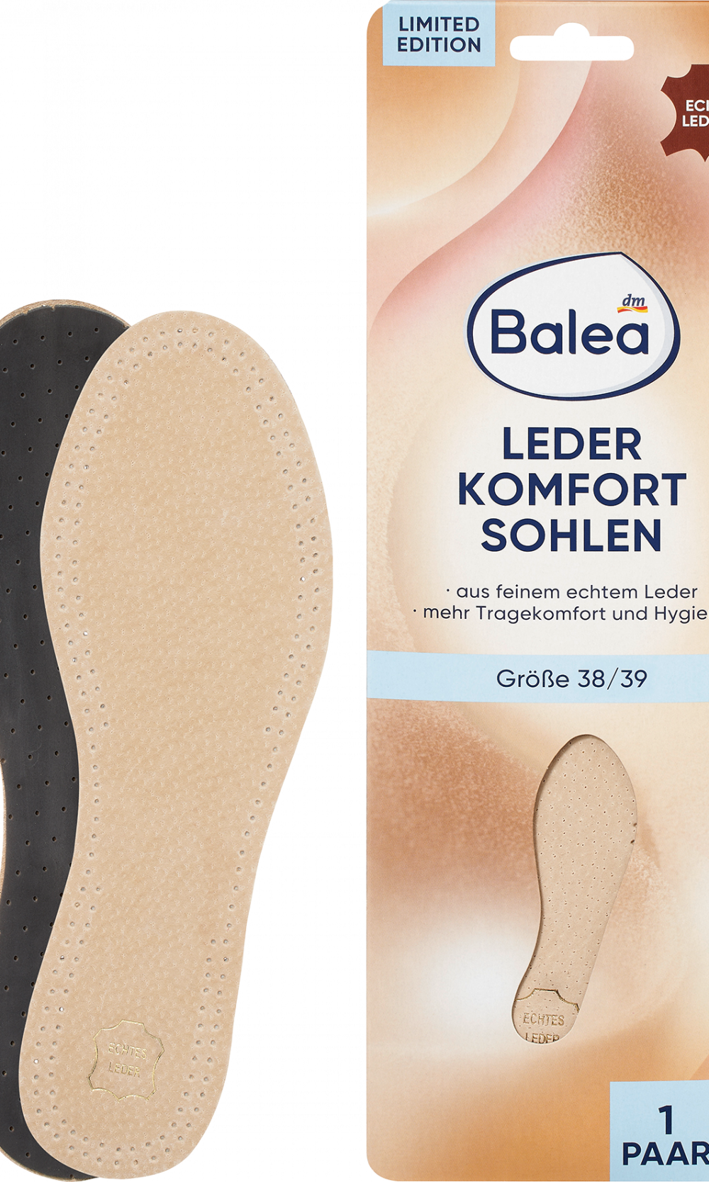 باليا نعال داخلية جلد، مقاس 38/39 (1 زوج)، 2 قطعة