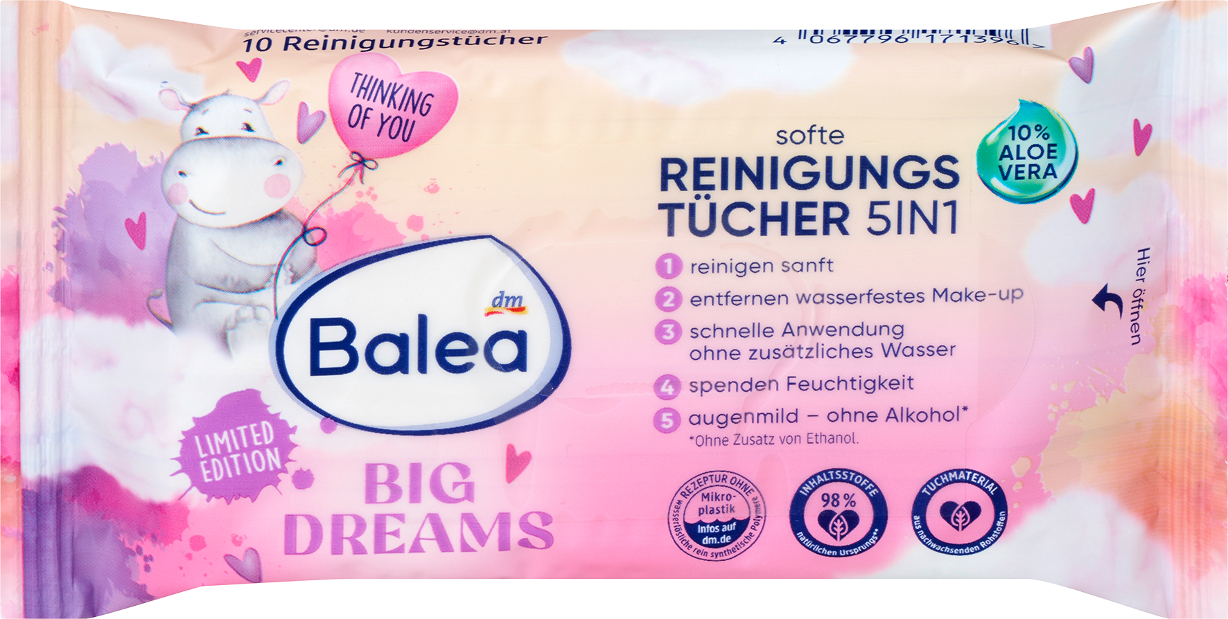 باليا مناديل منظفة للوجه بيج دريمز ، 10 قطع