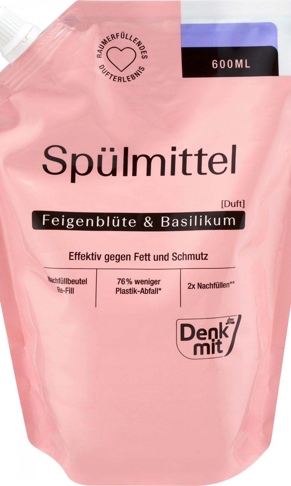 Denkmit كيس عبوة سائل للغسيل وزهر التين والريحان، 600 مل