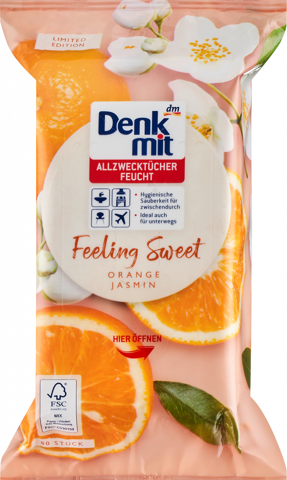 دنكميت أقمشة رطبة لجميع الأغراض حلوة، 80 قطعة