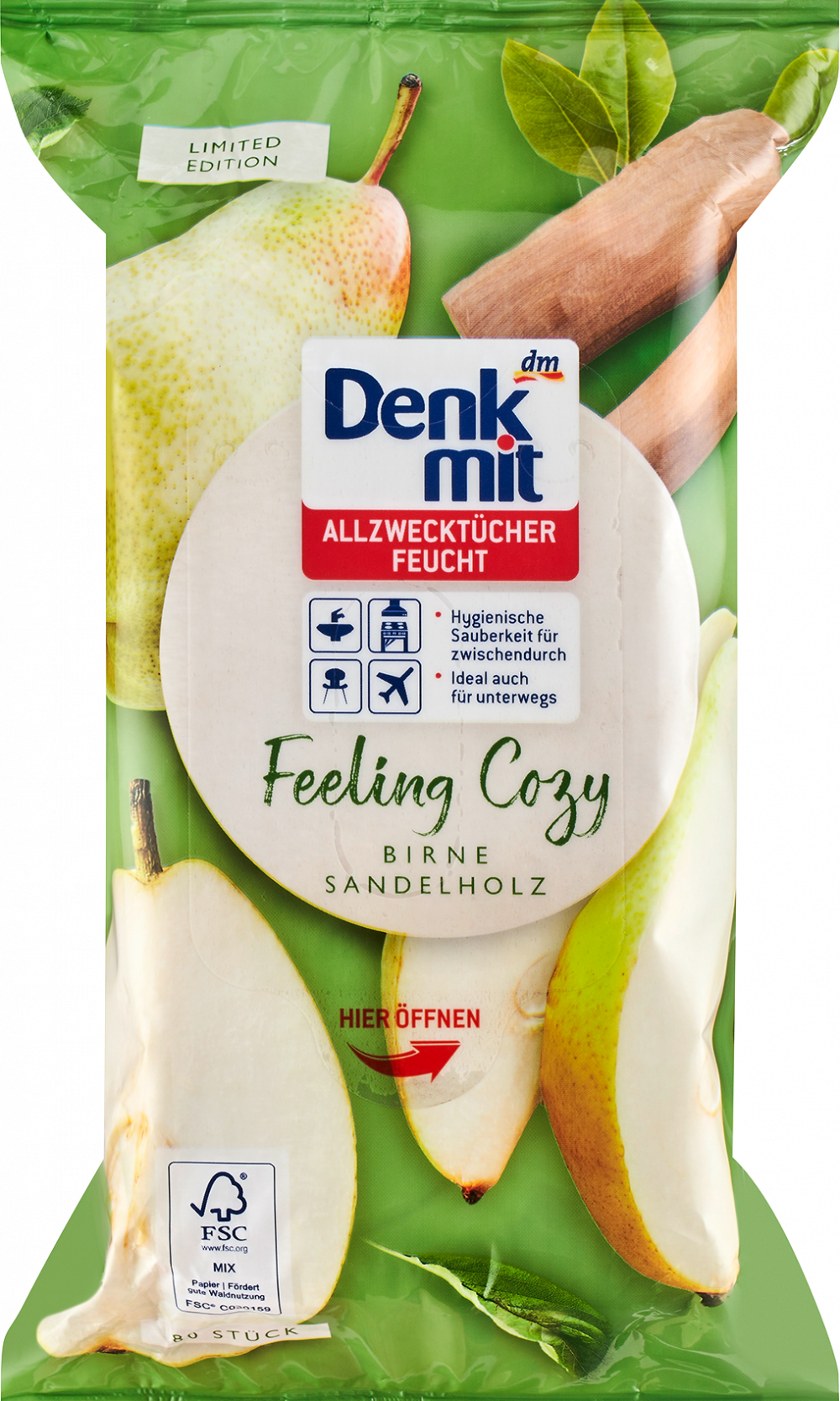 دنكميت مناديل مبللة لجميع الأغراض مريحة ، 80 قطعة