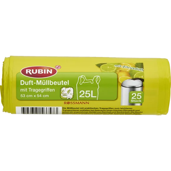 أكياس قمامة معطرة بمقابض حمل، 25 لترًا