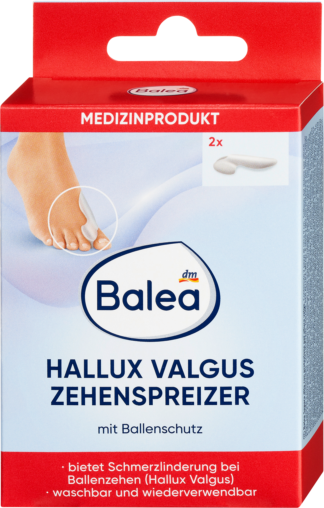 فواصل أصابع القدم Balea Hallux Valgus مع حماية من ورم إبهام القدم، قطعتان من الأجهزة الطبية
