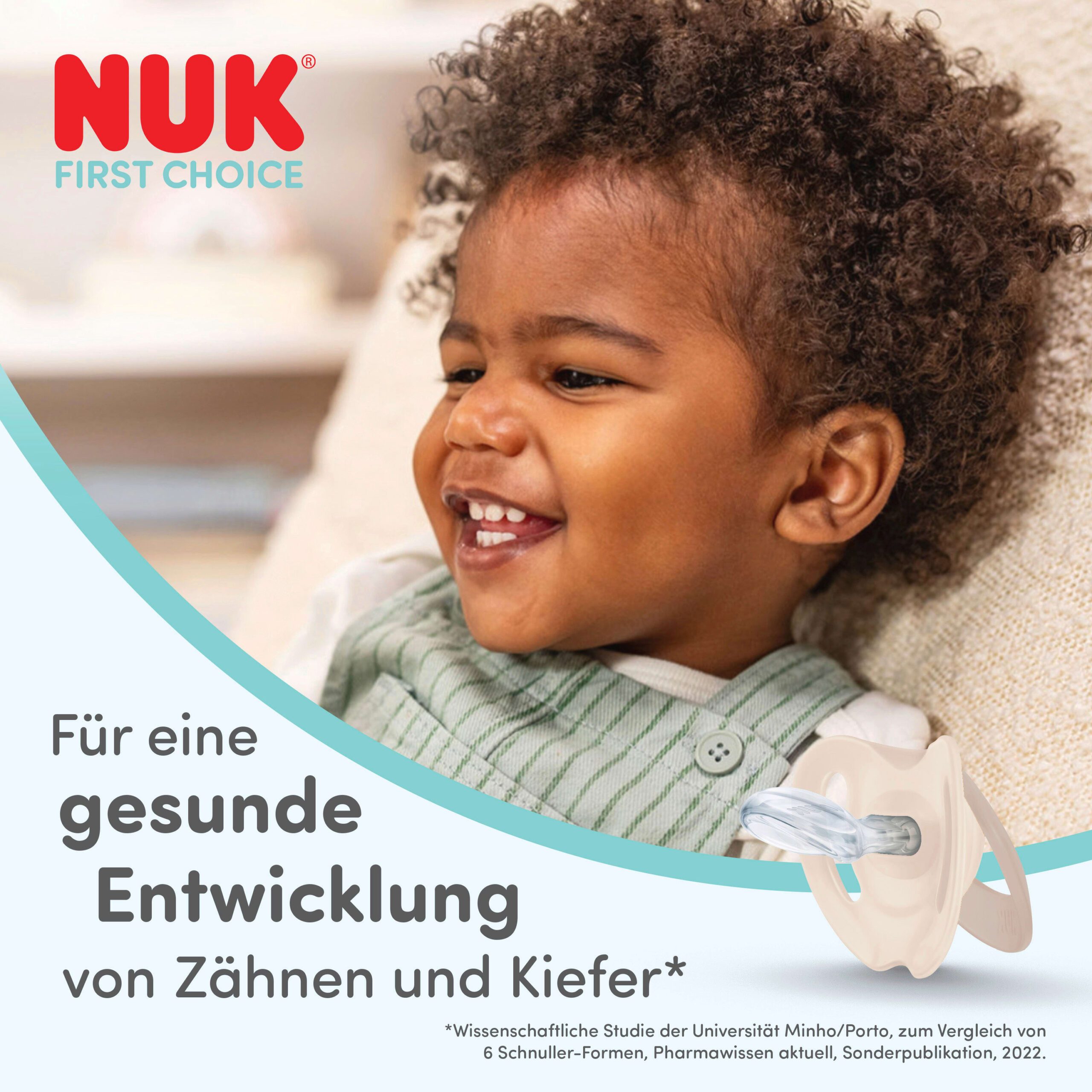 لهاية سيليكون من NUK First Choice، لون أزرق/كريمي، من 0 إلى 6 أشهر، قطعة واحدة. - Image 4