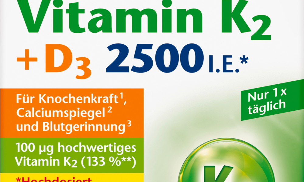 أقراص دوبل هيرز فيتامين K2 + D3 بتركيز 2500 وحدة دولية، 30 قرصًا، 13.1 غرام، مكمل غذائي
