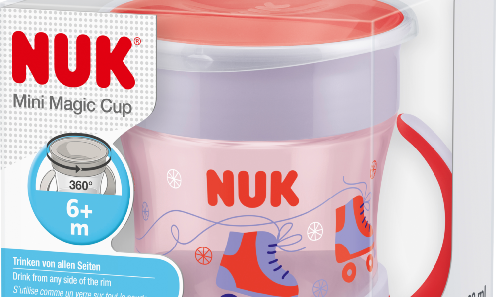 كوب NUKTrinklercup Evolution Mini Magic Cup أحمر/بنفسجي، 160 مل، قطعة واحدة