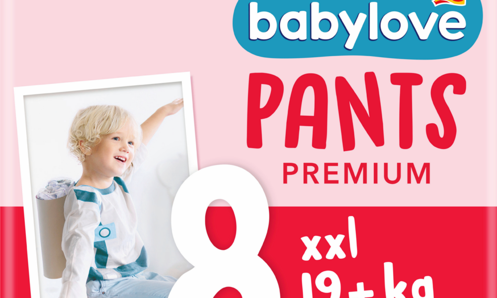 حفاضات أطفال بيبي لوف بريميوم، مقاس 8 XXL (19+ كجم)، عبوة شهرية، 64 قطعة