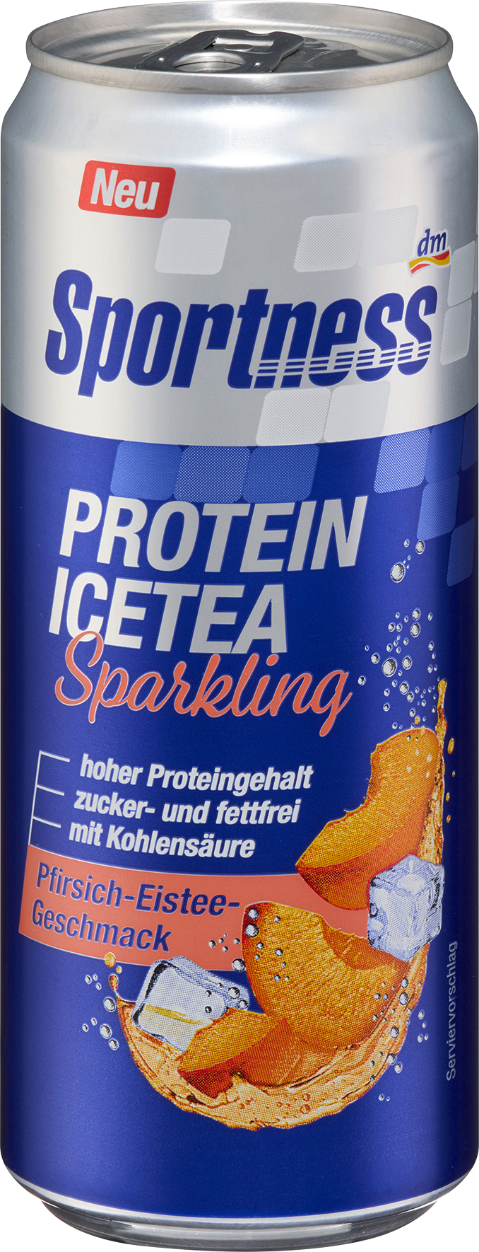 مشروب بروتين سبورتنس، فوار، بنكهة شاي الخوخ المثلج، جاهز للشرب، 330 مل، عبوة للاستخدام مرة واحدة